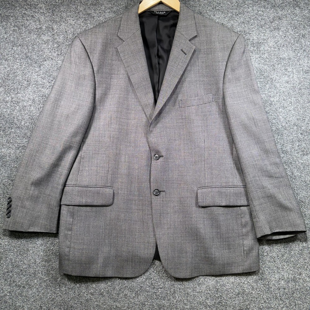 Jos A Bank Traveler's Collection Tweed Blazer Men's 44SH Gray Wool Double Vented